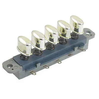 

AC 250V 1A Gray Base 5 Interlocking Button Pushbutton Switch for Fan