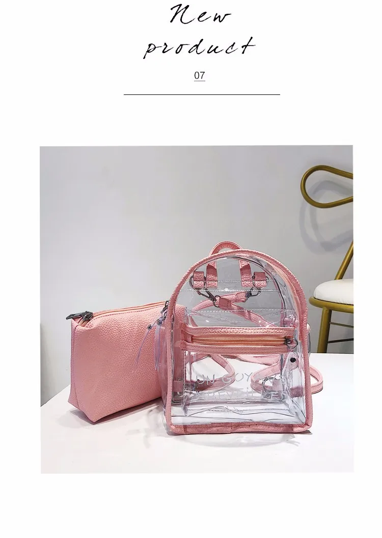 Women Transparent Jelly Small Backpacks Girls Mini Clear Backpack Fashion Letter Back Pack Teenage Girls Fashion Bookbag