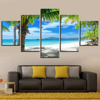 

HD Printed 5 Piece New Canvas Art Maldives Islands palm tree ocean Painting Wall Pictures for Living Room Decor Modular Poster