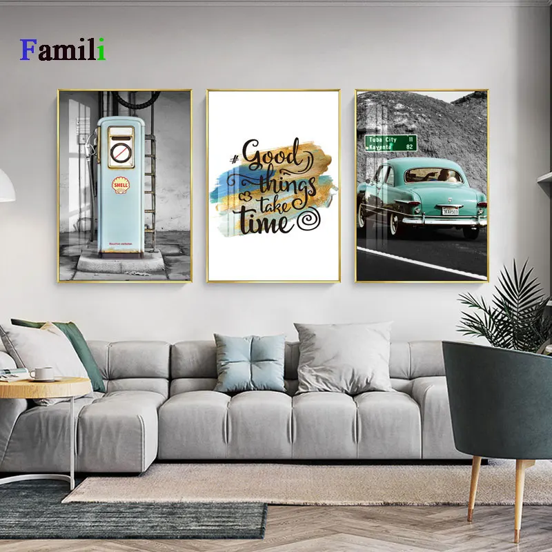 Description Picture 3 of itemNordic Posters and Prints Yellow Telephone Booth Bus Black White Wall Art London Pairs Wall Pictures for Living Room Decoration