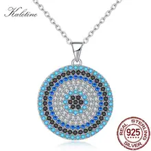 KALETINE 925 пробы серебряные ожерелья турецкий Большой Голубой Камень Сглаза круглый кулон женское ожерелье персонализированные мужские ювелирные изделия