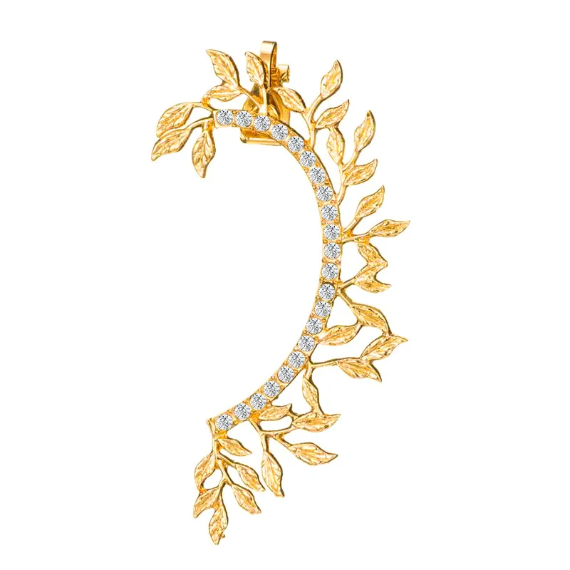 Трендовые уличные стрелы, изысканные листья, стразы, клипсы, женские креативные одиночные преувеличенные серьги, висячие серьги, клипсы, ювелирные изделия, 1 шт