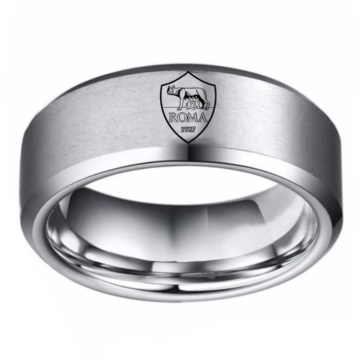 

Roma F. C Logo Fans Ring 8mm Custom DIY Laser Name Logo Stainless Steel Ring for Mens Gifts