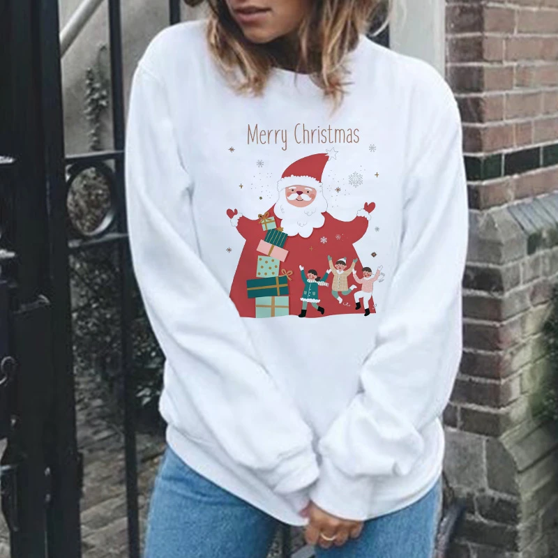 Nuevo invierno Feliz Navidad Kawaii Harajuku Tumblr estilo lindo Hoody Casual manga larga Mujer Sudadera con capucha Tops|Sudaderas con capucha y sudaderas| -