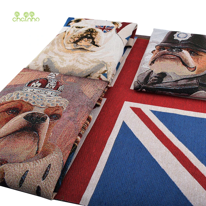 Chainho, 4 шт. серия собак, окрашенная в пряже ткань из полиэстера и хлопка в стиле пэчворк, жаккардовая ткань для шитья подушек DIY, Cutains, сумки материал