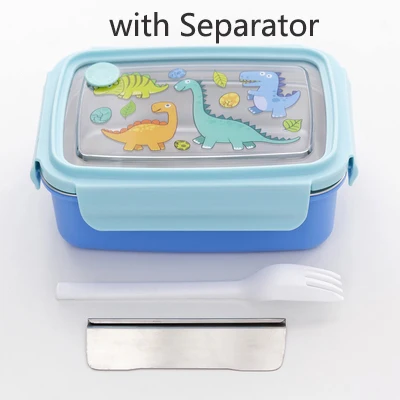 С ложкой вилка мультфильм KT Мелодия Русалка динозавр Микки Минни SUS304 Bento Box фруктовый контейнер для еды и обедов - Цвет: design 6