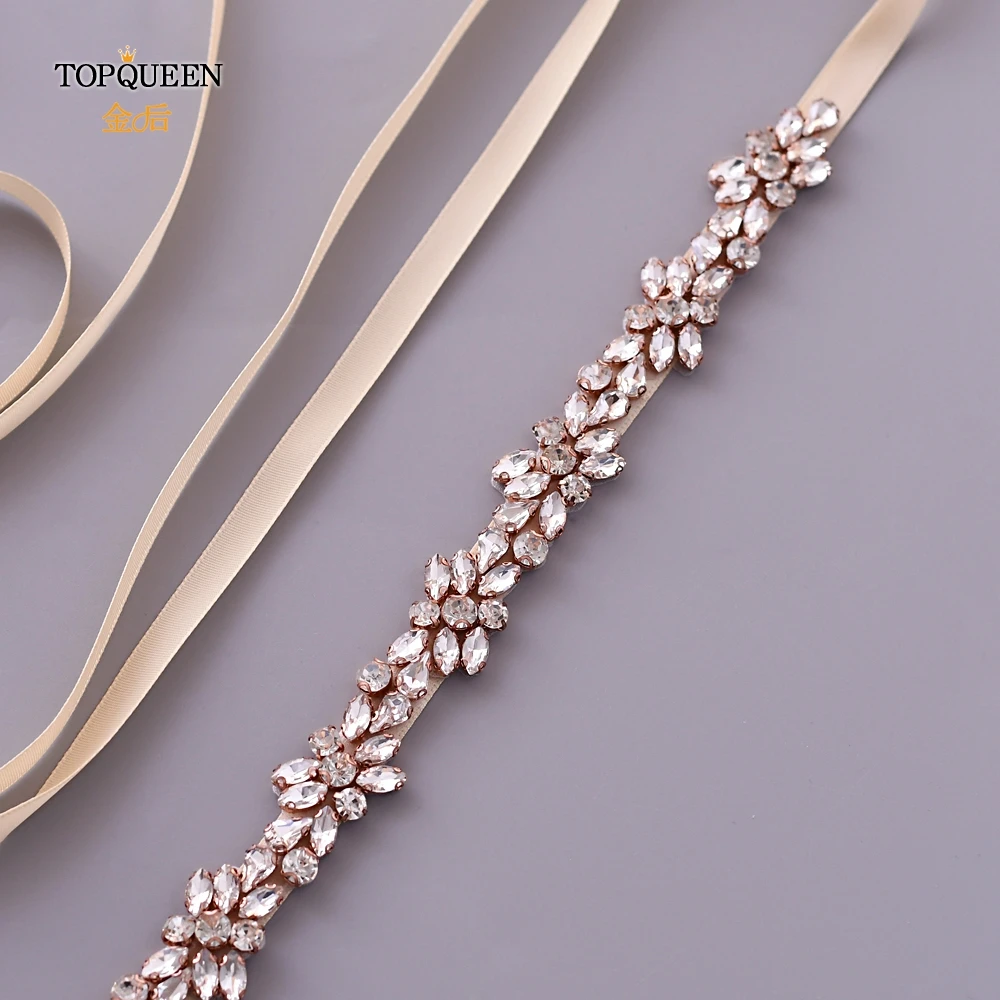 TOPQUEEN, S437-RG, розовое золото, пояс, розовое золото, стразы, модные, кристалл, стразы, для вечеринки, платье, Кристалл, пояс, свадебное украшение