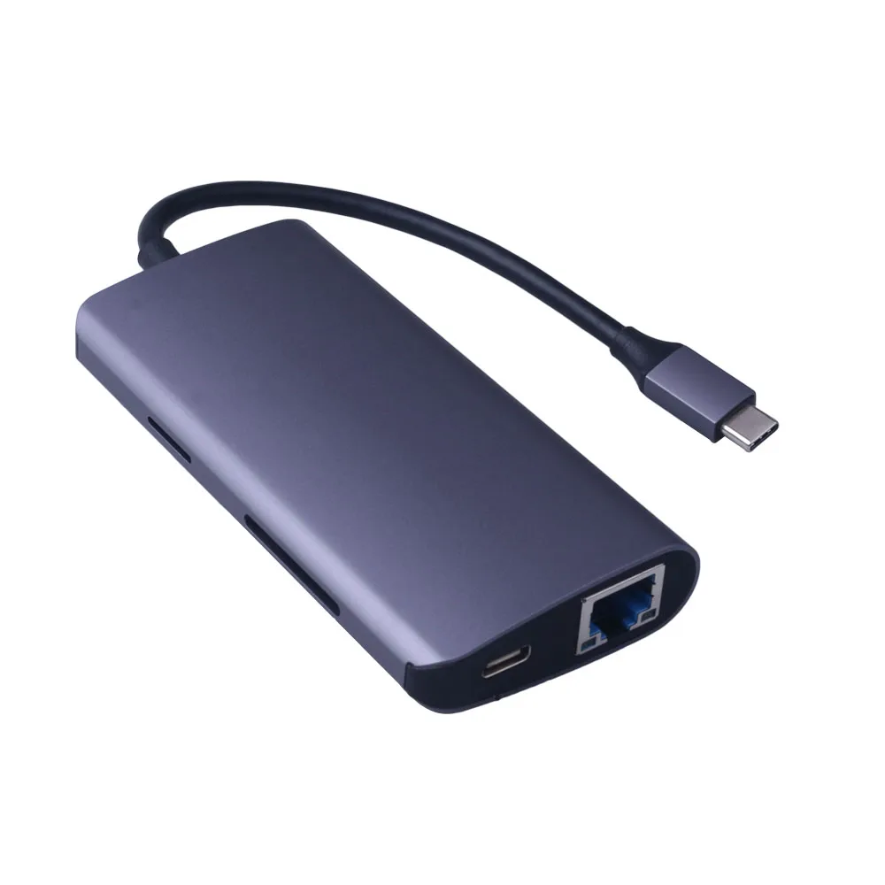 TYPE-C к HDMI 8 в 1 концентратор с гигабитным RJ45 4K hd-конвертер Full HD 1080p видео для HDTV, мониторов или проекторов