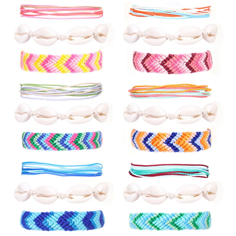 Meetvii Bohemian Waterproof Wax Rope Anklets Set for Women Girls Colorful Woven Beach Shell Charm Leg Bracelet Foot Jewelry