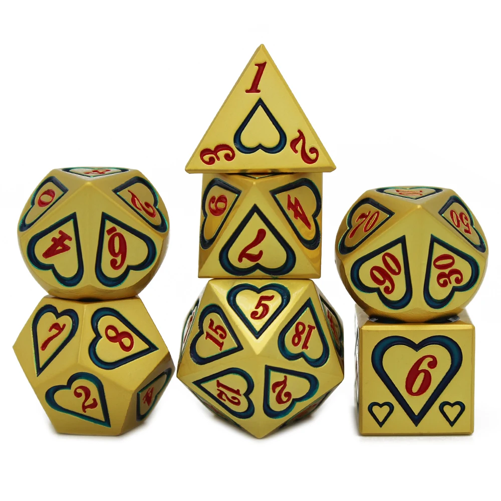 테이블 게임용 하트 스타일 주사위, 금속 주사위, RPG 주사위 포함, 다양한 색상, D4, D6, D8, D10, D12, D20, 2020, 신제품