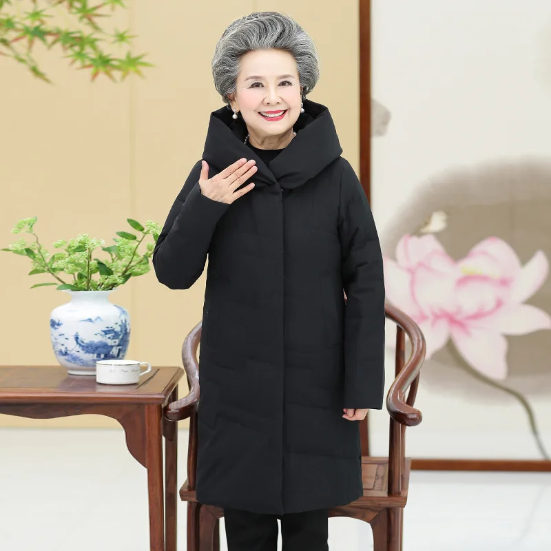 Middle Aged And Elderly People down Jacket Women's Middle-aged Women Dress Winter Thick White Duck down Large Size aged Women 6