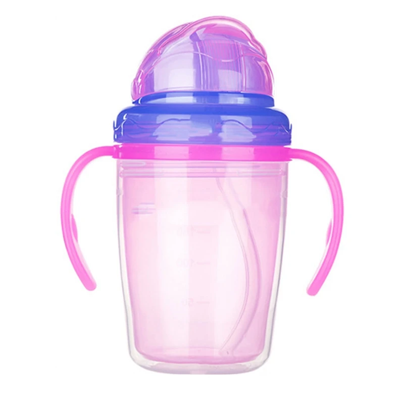 230 мл малыш корма Water Bottle Training милые детские узнать подача воды соломы бутылка с ручкой ребенку пить бутылки младенца - Цвет: PK