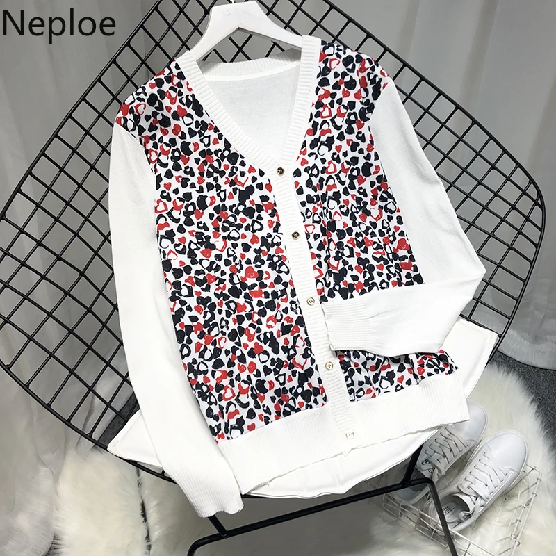 Neploe/Новинка года; сезон осень; вязаный кардиган с принтом «N-Neck»; вязаный кардиган с лоскутной пуговицей; свободный свитер для женщин; 45902