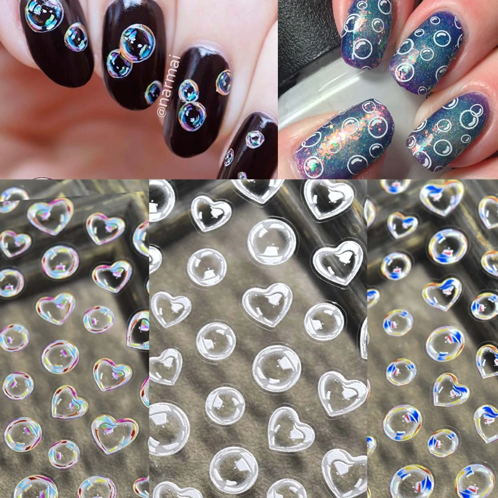 1pc Colorful Bubbles 3d Nail Sticker Heart Bubble Nail Art Silder Decals Design Decorative Decals Sticker Stickers Decals Aliexpress