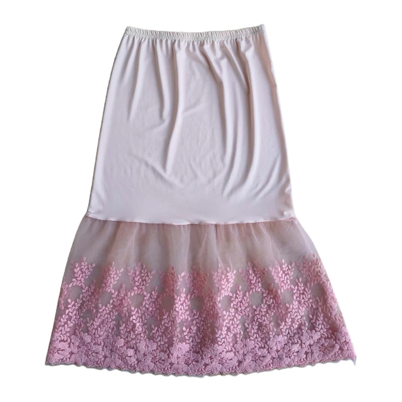 Lace Half Slip Skirts Extender Elastic Waist A-line Hollow Petticoat Underskirt