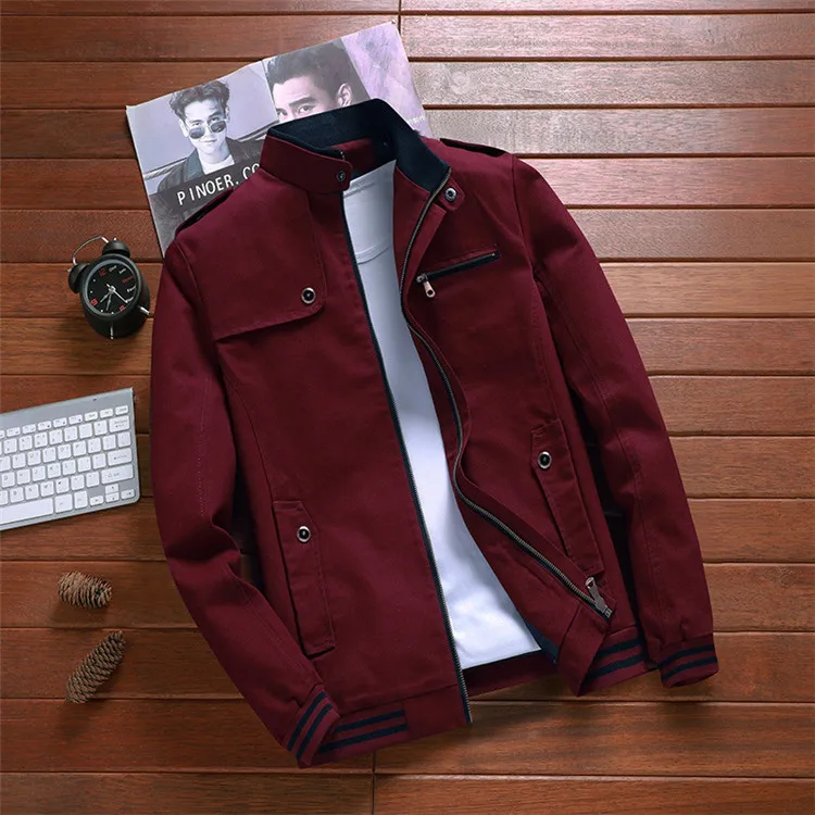 Wine Red Mountainskin, новинка, осенние куртки для мужчин, пилот, куртка-бомбер, мужские Модные бейсбольные пальто, приталенное пальто, Мужская брендовая одежда, 5XL, SA692 - Цвет: Wine Red