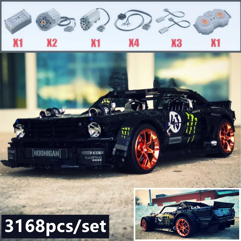 2019 Новинка 1965 Ford Mustang Hoonicorn гоночный автомобиль техника MOC 22970 подходит 20102