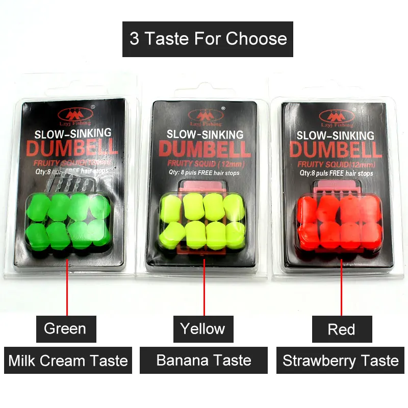 8PCS leurres souples silicone appâts artificiels stoppeurs dumbbell pour pêche à la carpe