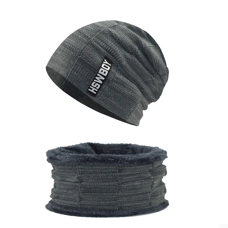 

Quality Beanies Ladies Three-piece Scarf Earmuff Cap Double-layer Velvet Men's Knitted Cap Autumn Winter Hat Outdoor Warm Wear
