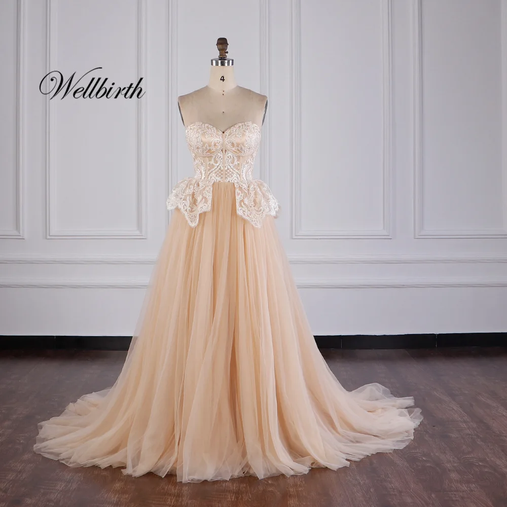 

100% real picture Wellbirth tulle Sexy sweetheart Neck Off the Shoulder backless Evening Dress CL003 robe de soiree