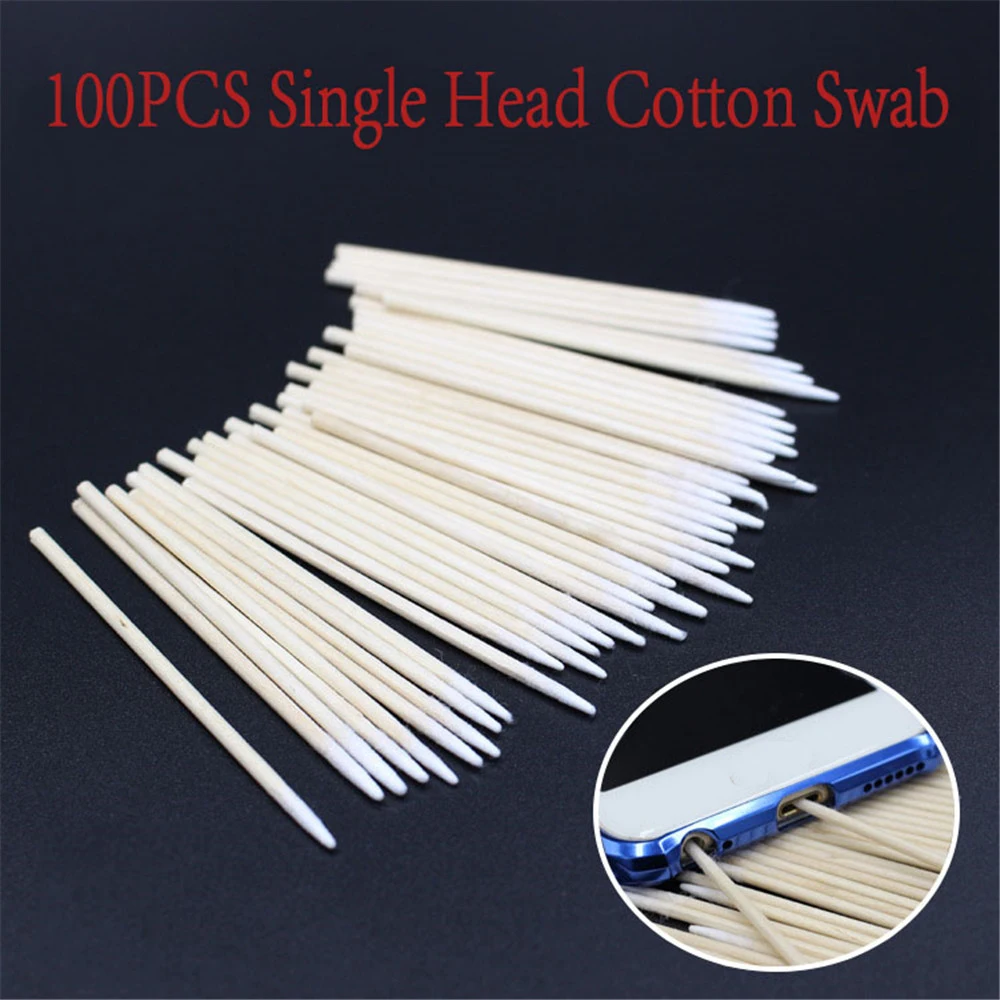 

New For Apple Airpods Airpod Case 100x Cotton Disposable Stick Cleaning Tool for AirPods Earphone Phone Charge Port Accessories