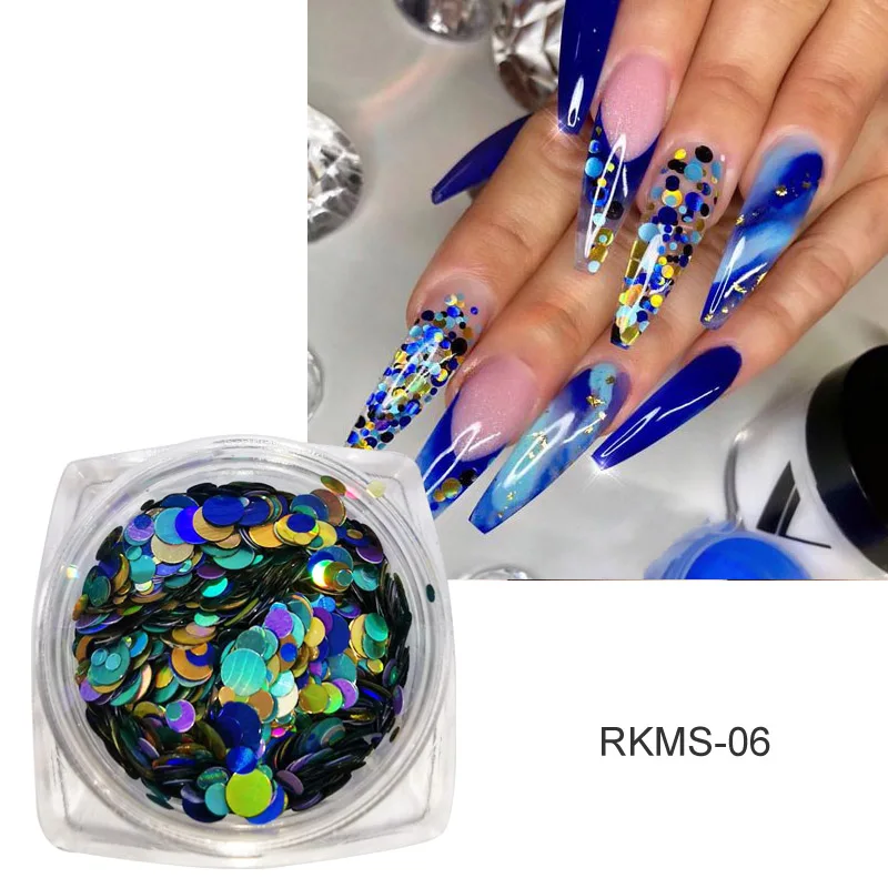 RKMS-06 1 Box Butterfly Nail Glitter New Micro Laser Sparkle Sequins Slice Nail Thin Paillette Nail Art Decorations Tips Manicure - Color: RKMS-06