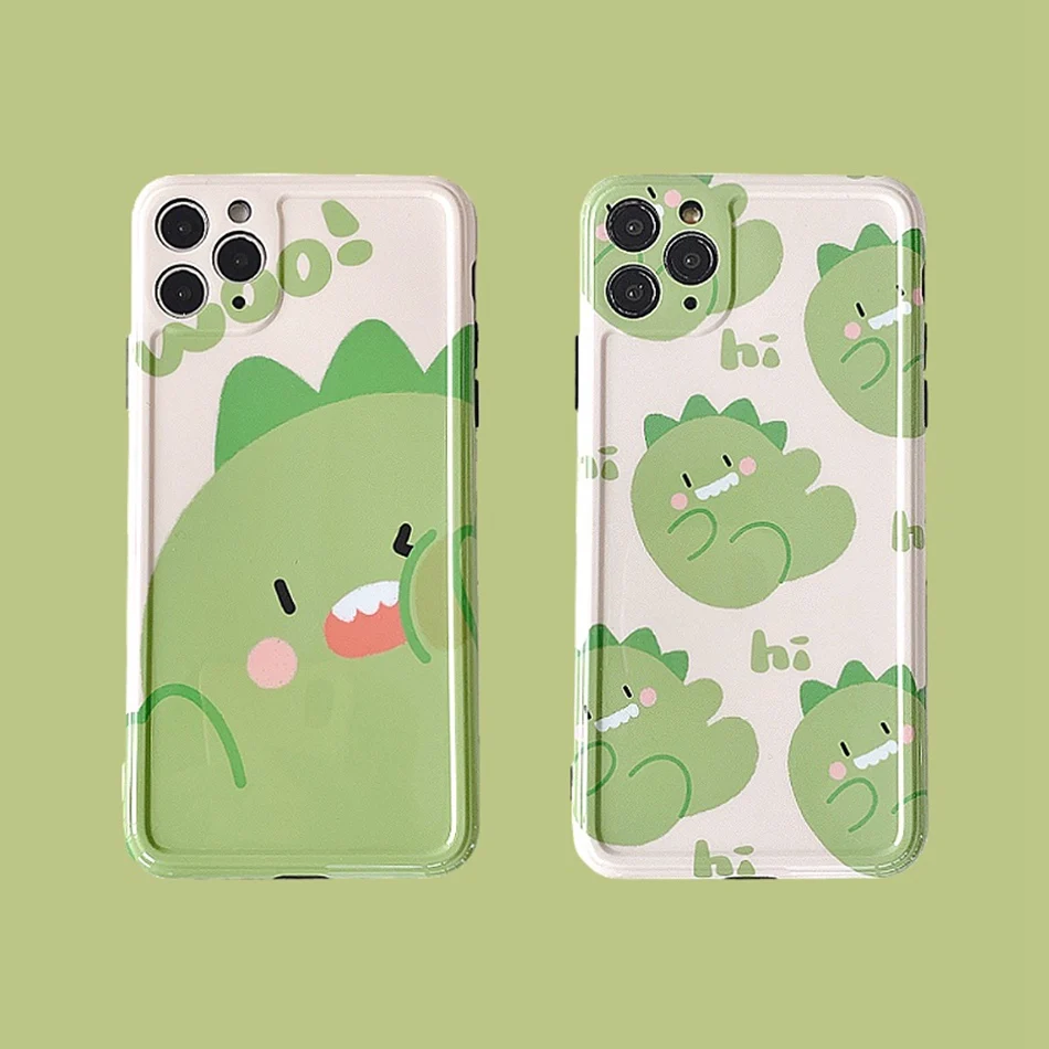 

For iPhone 11 Pro XS Max XR X Case Cute Cartoon Dinosaur Phone Case For iPhone SE 8 7 Plus Lovely Soft TPU IMD Back Cover Coque