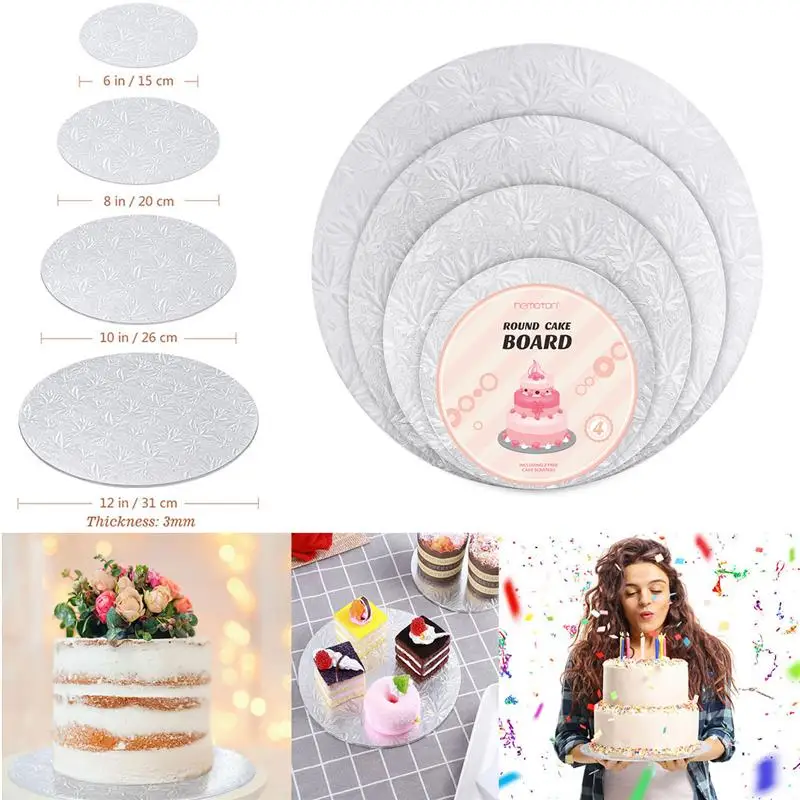 Circle Cardboard Base 8 and 10-Inch 6 Cake Board Rounds Perfect for Cake Decorating 6 of Each Size Set of 18