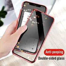 Anti-peep Magnetic Adsorption Metal Phone Case For iPhone 8 7 Plus Double Sided Glass Magnet Cover For iPhone X XS MAX XR Cases