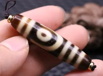 

5A Magic Power Tibetan Old Agate IVORY COLOR 2 eye Love Totem dZi Bead Amulet