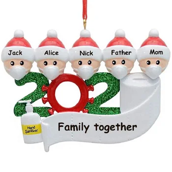 

3UMeter Merry Christmas Tree Personalized Survived Family Personalized Hanging Santa Claus 2020 Quarantine Ornament Pendant Gift