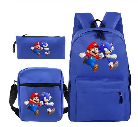 photo color 3 шт./компл. Mario Bros Sonic зубная щётка рюкзак для девочек и мальчиков, Back to School сумки рюкзаки Дети Карандаш Чехол портфели - Цвет: photo color