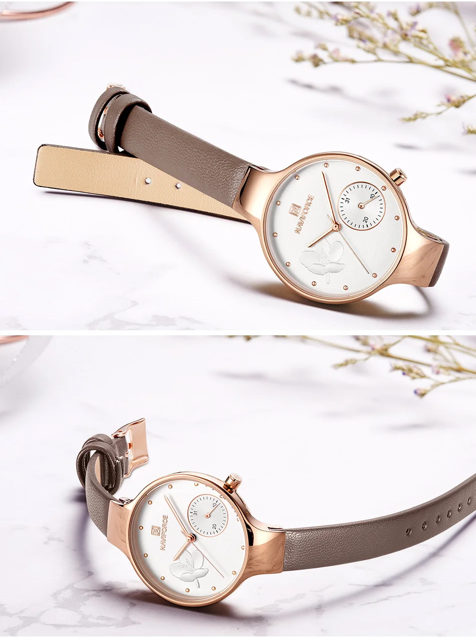 NAVIFORCE для женщин часы лучший бренд класса люкс модные женские кварцевые женские наручные часы кожа водостойкие часы девушка Relogio Feminino