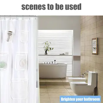 

PVC Window Curtains Quick Dry Mesh Pockets Curtain Eco-Friendly Waterproof Bathroom Home Bathroom Curtain Shower Curtain Hooks