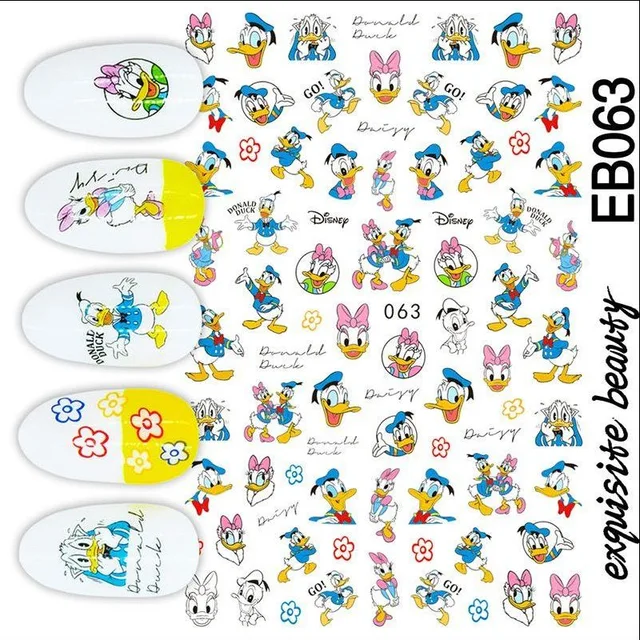 1PCS Disney Cartoon Anime Stitch Nail Sticker Mickey Mouse Donald Duck Nail Slider Dumbo Lion King Art Nail Decoration 063