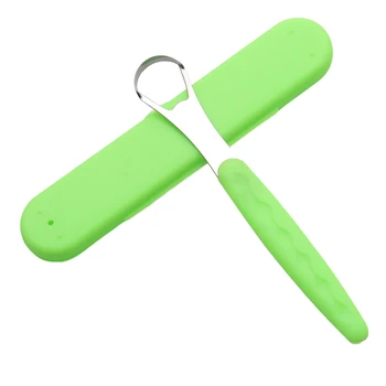 

Health Care Curved Tools Useful Non Slip Long Handle Oral Cleaning Dental Stainless Steel Fresh Breath Tongue Scraper Adult