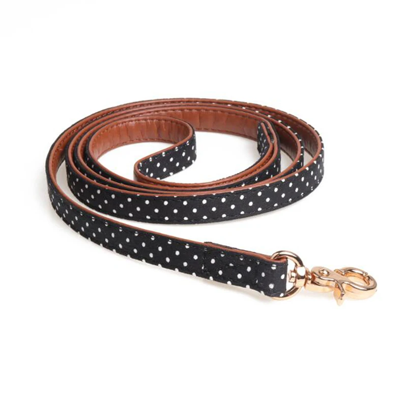 Leather Pet Dog Leash Cat Dog Walking Lead Rope With Dot Pet Cats Collar Leashes Strap For Small Medium Dogs Red Black