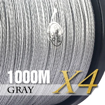 SIECHI Fishing Braid 300M 4 Strands Multifilament Fishing line Carp Fishing 12 15 20 30 38 43 52 62 83lb 1000m-Gray