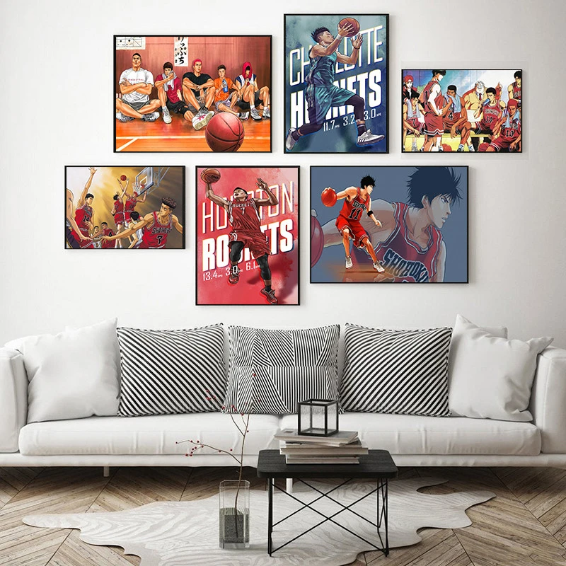 Japan Slam Dunk Poster Anime Style Wall Stickers Cartoon Posters and Prints  Wall Art Pictures Living Nordic Room Decor|Vẽ Tranh & Thư Pháp| - AliExpress