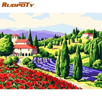 

RUOPOTY Dream House Painting By Numbers On Canvas Acrylic Oil Painting Home Decor HandPainted Drawing Picture Wall Art Paints