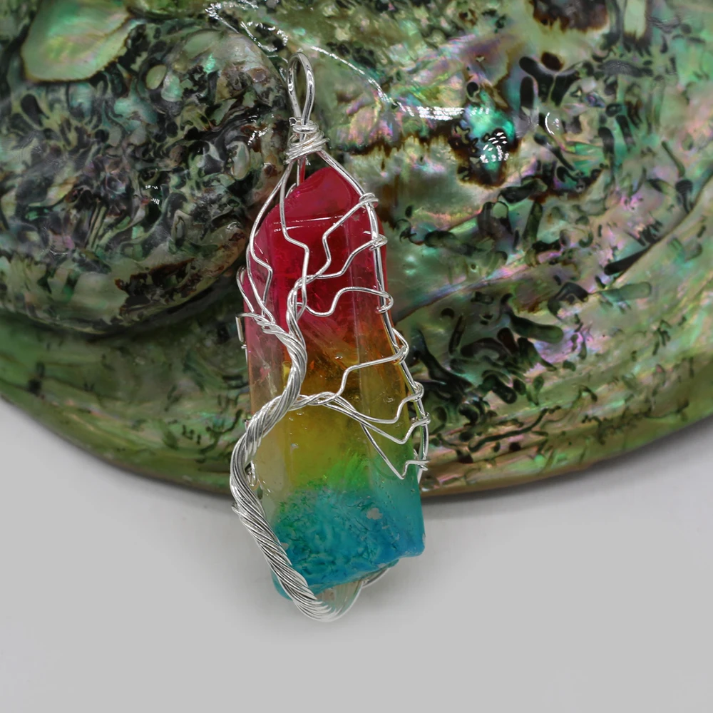 8PCS Wholesale Natural Semi-precious Stone Irregular Shape Winding Pendant Making DIY Necklace Earrings Charms Jewelry Gifts