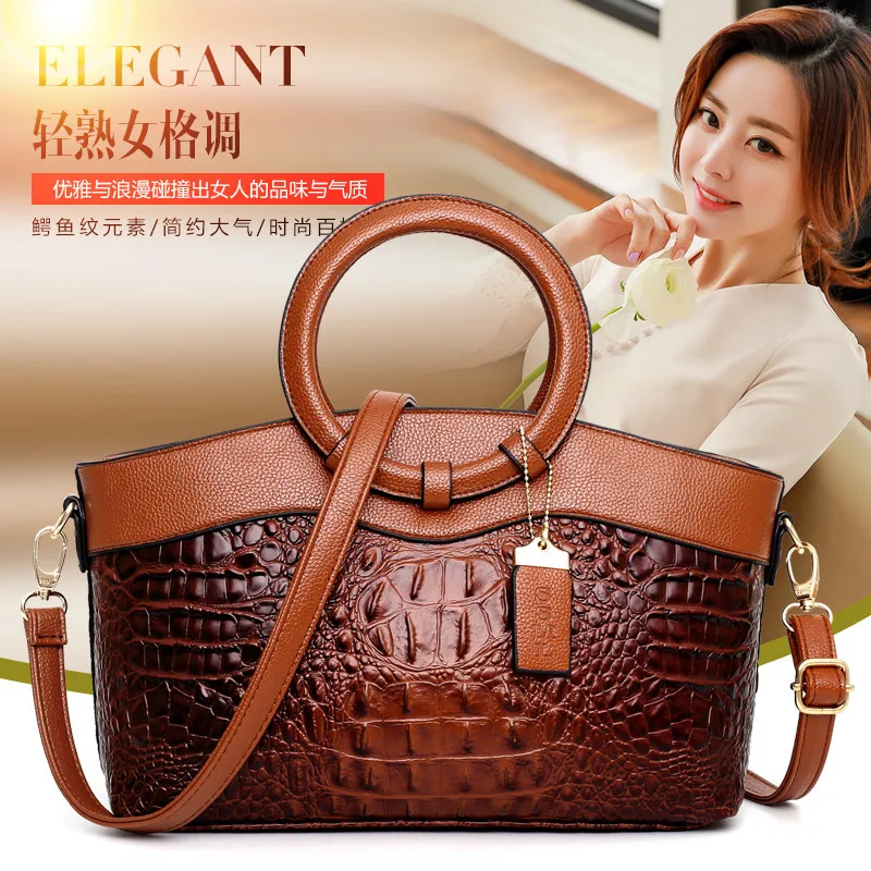 

European and American fashionable lady handbag temperament leisure one shoulder crossbody bag alligator pattern female bag famou
