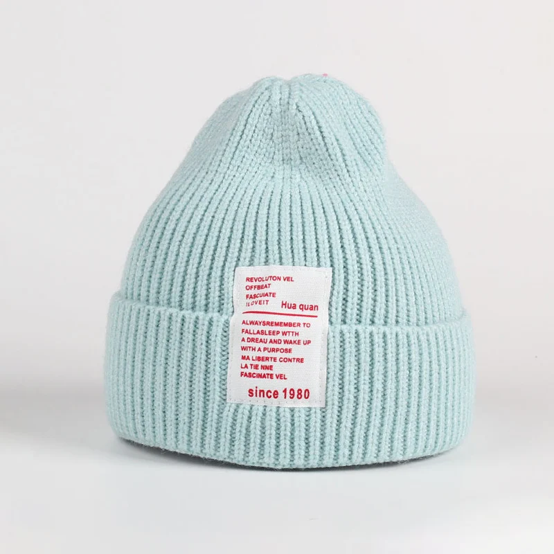 light blue Осенне-зимняя детская шапочка с помпоном, детские вязаные шапки, милая шапочка для мальчиков и девочек, яркие цвета, Повседневные детские вязаные шапочки для девочек - Цвет: light blue