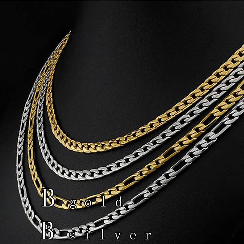 B Gold Tone Новинка модные ювелирные изделия figaro мужское ожерелье из нержавеющей стали ожерелье из золотой цепочки длинные мужские аксессуары хип хоп персонализированные - Окраска металла: B Gold Tone