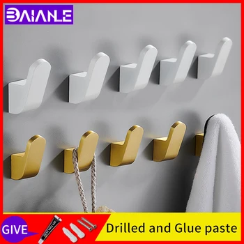 

white coat hook gold adhesive Hooks wall toilet robe hook for bathroom towel hooks screw free installation home accessories