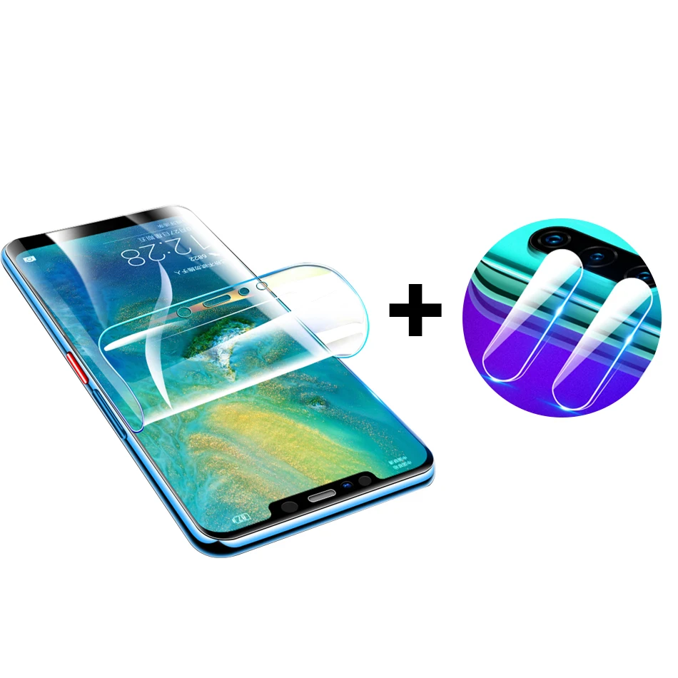 100D Защитная Гидрогелевая пленка на весь экран для huawei mate 30 Pro P20 Lite, мягкая защитная пленка для P30 mate 20, стекло для объектива камеры - Цвет: Front And Lens