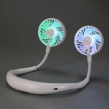 

Neck Fan Portable USB Rechargeable LED Fan Design Personal Fan Wearable Cooler Fan with Dual Wind Head for Traveling Outdoor