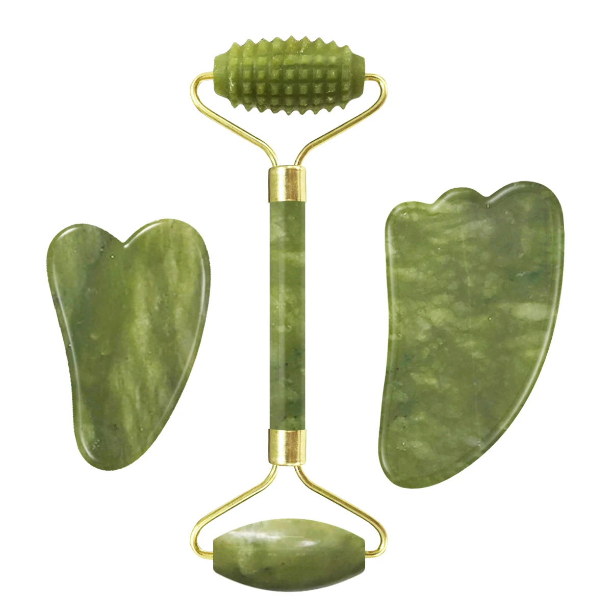 Drop Shipping Jade Face Roller Gua Sha Facial Massager 100% Natural Real Stone Gouache Scraper Face Skin Care Massage Tools