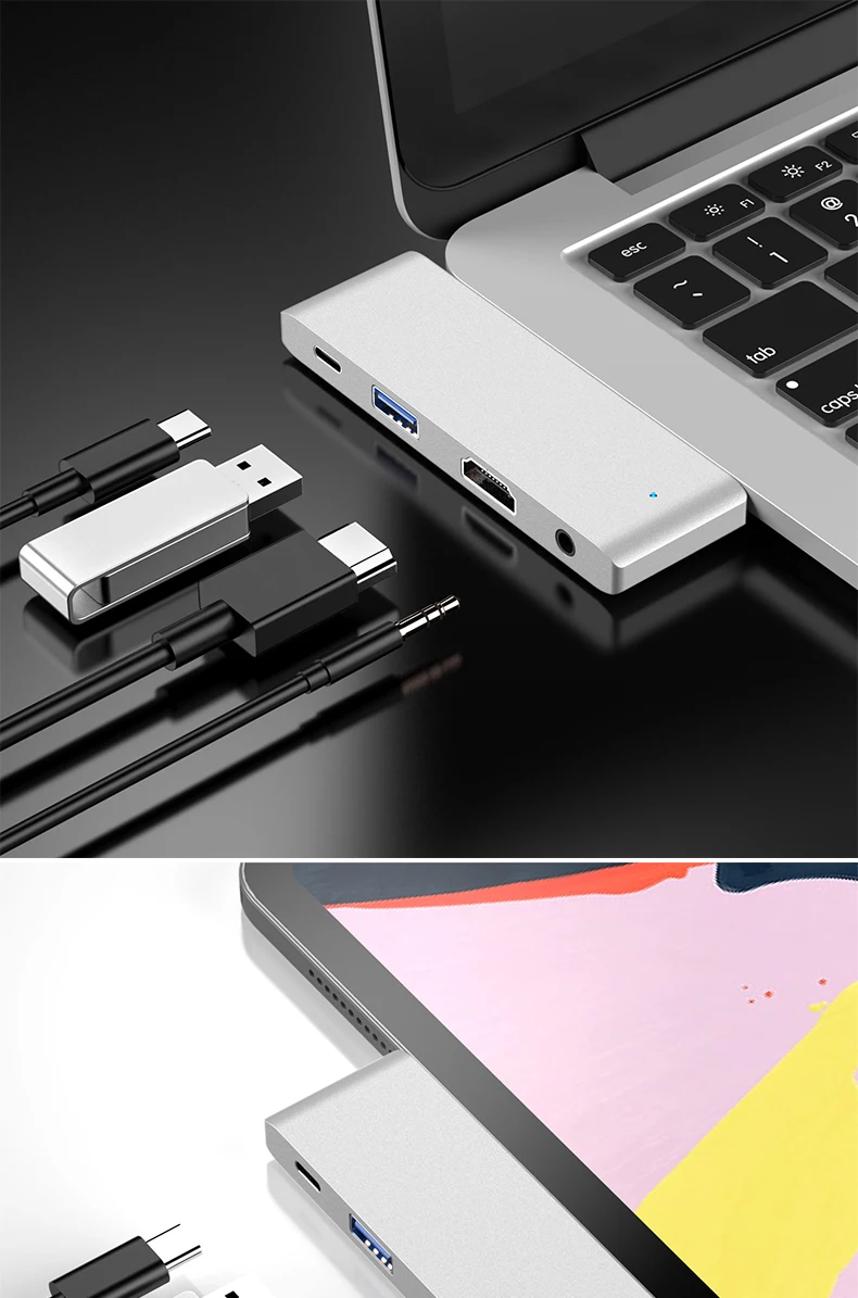 Type-C 5~ 20 v/3A 60W PD 4K 30HZ HDMI видео концентратор USB3.0 5gpbs 5В 900ma совместимый USB2.0 концентратор аудио 3,5 аудио выход компьютерный концентратор