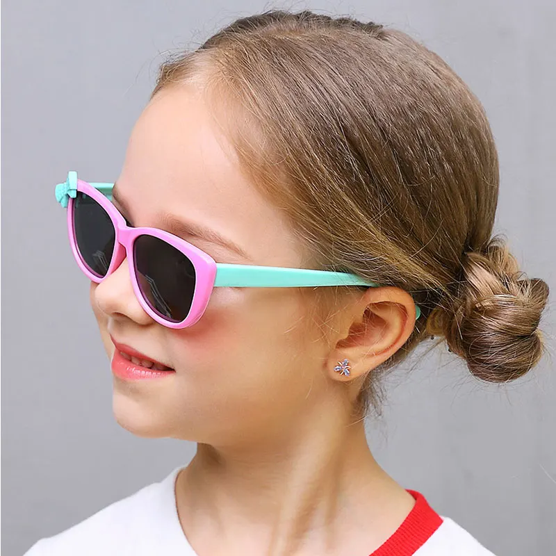 Солнцезащитные очки Детские поляризованные стаканы Детские бабочки женские очки TR90 Гибкая безопасная оправа Оттенки для мальчиков и девочек с футляром